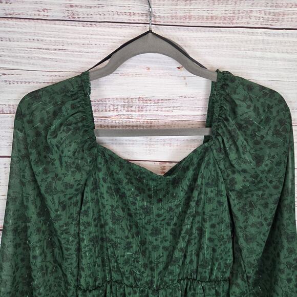 Altard State Green Fit & Flare Dress S Chiffon Ruffle Whimsy Forest Fairy NWT - Picture 6 of 16